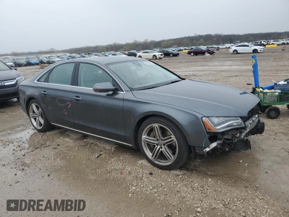 2013 Audi A8 3.0L with VIN WAUAGAFD2DN016626, listed as a Copart auction lot 51662665 with 73,741 mi miles and Salvage title. Bid and sale history available at DreamBid. Image 4.