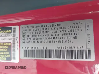 2008 Volkswagen Rabbit S z VIN WVWBA71K88W113542, wystawiony jako IAAI lot #42368934 z przebiegiem 101 785 mil mil oraz . Historia ofert i sprzedaży dostępna na DreamBid. Obrazek 9.