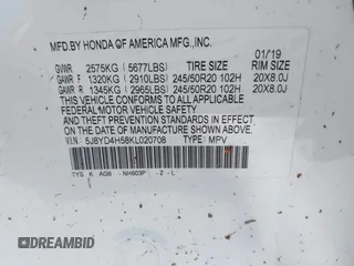 2019 Acura MDX Technology z VIN 5J8YD4H58KL020708, wystawiony jako IAAI lot #42047281 z przebiegiem 101 084 mil mil oraz . Historia ofert i sprzedaży dostępna na DreamBid. Obrazek 9.