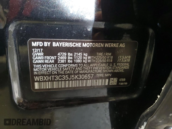 2018 BMW X1 xDrive28i with VIN WBXHT3C35J5K30657, listed as a Copart auction lot 43612815 with 61,181 mi miles and Salvage Title. Bid and sale history available at carsss.com. Image 13.