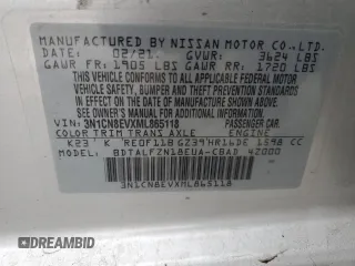 2021 Nissan Versa SV with VIN 3N1CN8EVXML865118, listed as a Copart auction lot 47599475 with Not Provided miles and Clean Title. Bid and sale history available at carsss.com. Image 12.