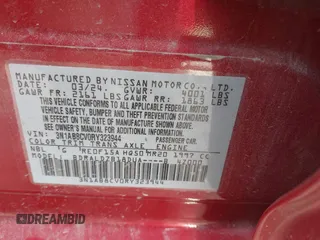 2024 Nissan Sentra SV with VIN 3N1AB8CV0RY323944, listed as a IAAI auction lot 41724109 with 16,037 mi miles. Bid and sale history available at carsss.com. Image 9.