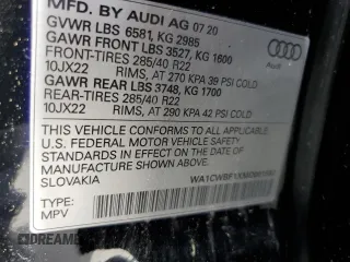 2021 Audi SQ8 Prestige z VIN WA1CWBF1XMD001592, wystawiony jako Copart lot #55723694 z przebiegiem 24 528 mil mil oraz Szkoda całkowita • Salvage title. Historia ofert i sprzedaży dostępna na DreamBid. Obrazek 14.
