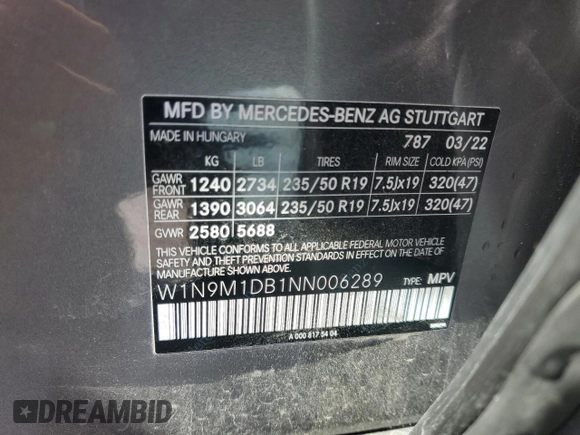 2022 Mercedes-Benz EQB 350 z VIN W1N9M1DB1NN006289, wystawiony jako Copart lot #75723194 z przebiegiem 12 883 mil mil oraz Szkoda całkowita • Salvage title. Historia ofert i sprzedaży dostępna na DreamBid. Obrazek 13.