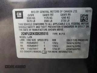 2013 Chevrolet Equinox LTZ z VIN 2GNFLGEK0D6285016, wystawiony jako Copart lot #45024995 z przebiegiem 134 591 mil mil oraz Szkoda całkowita • Salvage title. Historia ofert i sprzedaży dostępna na DreamBid. Obrazek 13.