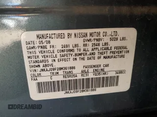 2008 Infiniti EX Journey with VIN JNKAJ09F28M361886, listed as a Copart auction lot 87043644 with 129,125 mi miles and Salvage Title. Bid and sale history available at DreamBid. Image 14.