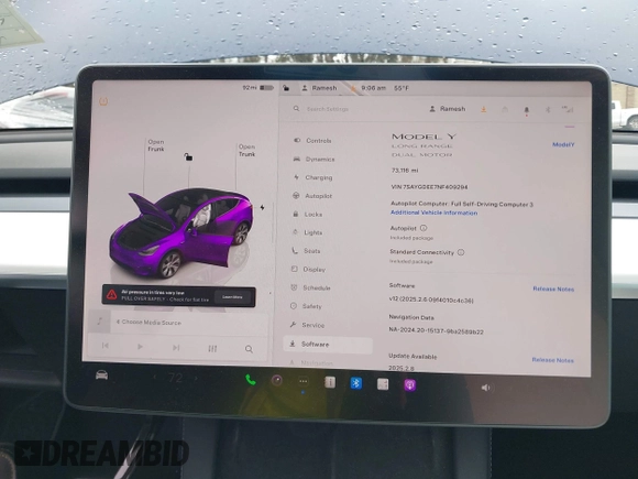 2022 Tesla Model Y Long Range with VIN 7SAYGDEE7NF409294, listed as a IAAI auction lot 41845261 with 73,116 mi miles and . Bid and sale history available at DreamBid. Image 18.