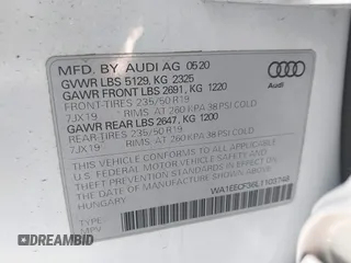 2020 Audi Q3 S line Premium Plus with VIN WA1EECF36L1103748, listed as a IAAI auction lot 41368428 with 21,155 mi miles and . Bid and sale history available at DreamBid. Image 9.