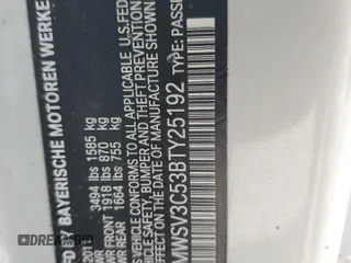 2011 MINI Hardtop S with VIN WMWSV3C53BTY25192, listed as a Copart auction lot 59100785 with Not provided miles and Salvage title. Bid and sale history available at DreamBid. Image 12.