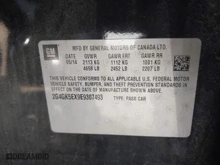 2014 Buick Regal with VIN 2G4GK5EX9E9307493, listed as a IAAI auction lot 41663560 with 83,053 mi miles. Bid and sale history available at carsss.com. Image 9.