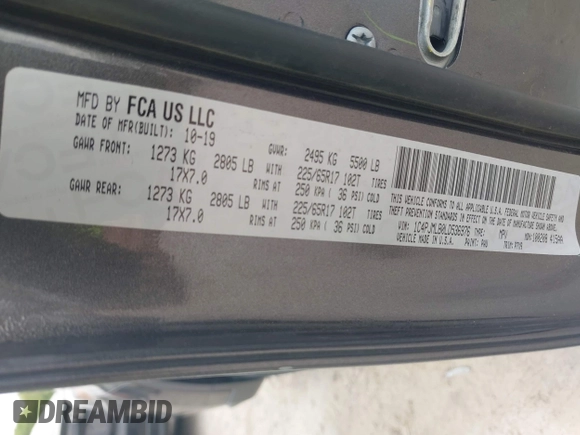 2020 Jeep Cherokee Latitude Plus z VIN 1C4PJMLB0LD536976, wystawiony jako IAAI lot #42244708 z przebiegiem 116 228 mil mil oraz . Historia ofert i sprzedaży dostępna na DreamBid. Obrazek 9.