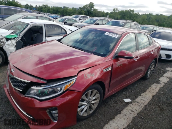2018 Kia Optima LX with VIN 5XXGT4L34JG233981, listed as a Copart auction lot 62934255 with 105,642 mi miles and Salvage title. Bid and sale history available at DreamBid. Image 1.