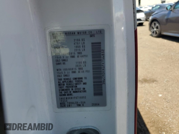 2015 Nissan NV200 SV with VIN 3N6CM0KN1FK716852, listed as a Copart auction lot 62012825 with 185,799 mi miles and Clean title. Bid and sale history available at DreamBid. Image 12.