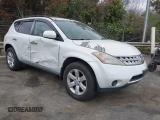 2007 Nissan Murano SL with VIN JN8AZ08W57W643605, listed as a IAAI auction lot 41848324 with 249,590 mi miles and . Bid and sale history available at DreamBid. Image 1.