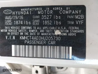 2017 Hyundai Accent SE with VIN KMHCT4AE0HU205730, listed as a IAAI auction lot 41695576 with 86,980 mi miles. Bid and sale history available at carsss.com. Image 9.