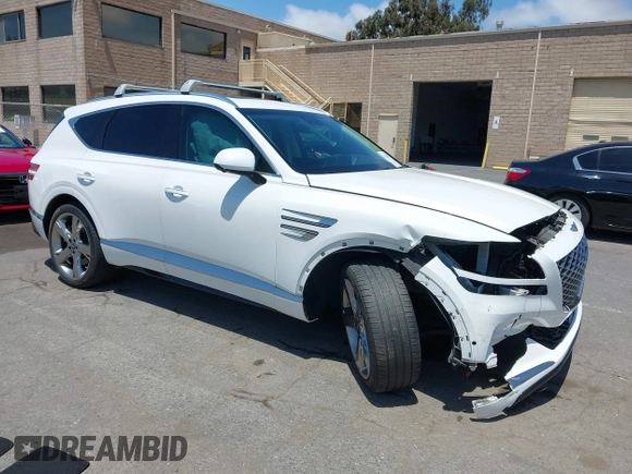2023 Genesis GV80 with VIN KMUHBDSB8PU102875, listed as a IAAI auction lot 42370874 with 30,318 mi miles and . Bid and sale history available at DreamBid. Image 1.