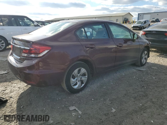 2013 Honda Civic LX with VIN 19XFB2F51DE053242, listed as a Copart auction lot 45989055 with 96,441 mi miles and Salvage title. Bid and sale history available at DreamBid. Image 3.
