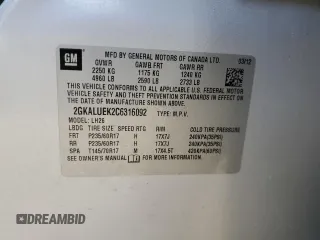 2012 GMC Terrain SLT-1 with VIN 2GKALUEK2C6316092, listed as a Copart auction lot 50705335 with 143,958 mi miles and Salvage Title. Bid and sale history available at carsss.com. Image 13.