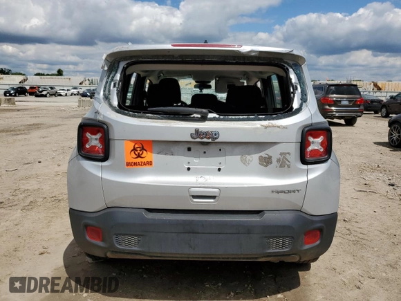 2019 Jeep Renegade Sport with VIN ZACNJAAB6KPK16258, listed as a Copart auction lot 58659455 with Not provided miles and Salvage title. Bid and sale history available at DreamBid. Image 6.