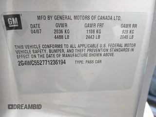 2007 Buick LaCrosse CX с VIN 2G4WC552771236194, выставлен на аукционе IAAI как лот 41863780 с пробегом 104 215 миль миль и . История ставок и продаж доступна на DreamBid. Изображение 9.
