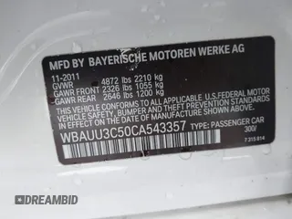 2012 BMW 3 Series 328i xDrive with VIN WBAUU3C50CA543357, listed as a IAAI auction lot 38635586 with 85,220 mi miles and . Bid and sale history available at DreamBid. Image 9.
