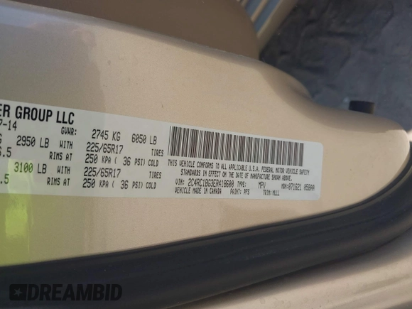 2014 Chrysler Town & Country Touring with VIN 2C4RC1BG3ER418600, listed as a IAAI auction lot 42132277 with 72,406 mi miles and . Bid and sale history available at DreamBid. Image 9.