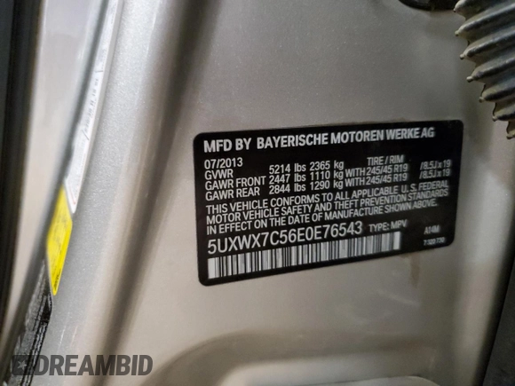 2014 BMW X3 xDrive35i z VIN 5UXWX7C56E0E76543, wystawiony jako Copart lot #56428785 z przebiegiem 126 024 mil mil oraz Czysty tytuł • Clean title. Historia ofert i sprzedaży dostępna na DreamBid. Obrazek 13.
