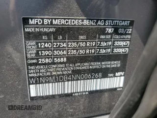 2022 Mercedes-Benz EQB 350 z VIN W1N9M1DB4NN006268, wystawiony jako Copart lot #60692573 z przebiegiem 6552 mil mil oraz . Historia ofert i sprzedaży dostępna na DreamBid. Obrazek 14.