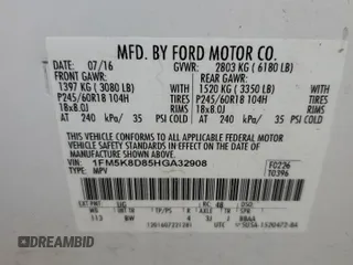 2017 Ford Explorer XLT z VIN 1FM5K8D85HGA32908, wystawiony jako Copart lot #62463115 z przebiegiem 172 334 mil mil oraz Czysty tytuł • Clean title. Historia ofert i sprzedaży dostępna na DreamBid. Obrazek 13.
