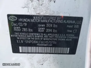 2020 Hyundai Elantra SEL with VIN 5NPD84LF6LH570786, listed as a IAAI auction lot 41800432 with 81,192 mi miles. Bid and sale history available at carsss.com. Image 9.