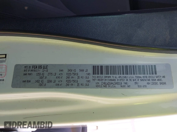 2017 Jeep Wrangler Unlimited Sport с VIN 1C4BJWDG4HL549310, выставлен на аукционе IAAI как лот 42205370 с пробегом 84 226 миль миль и . История ставок и продаж доступна на DreamBid. Изображение 9.