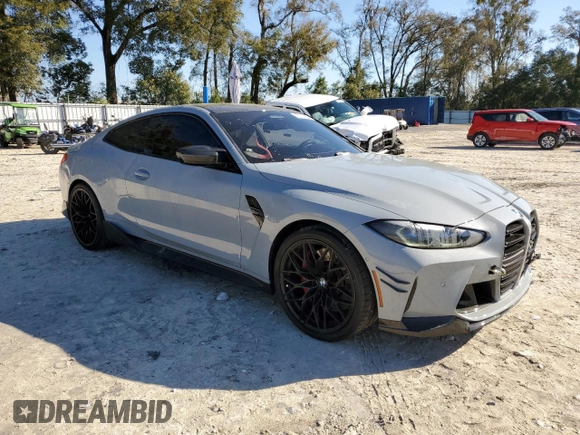 2023 BMW M4 Competition xDrive with VIN WBS43AZ06PCM15004, listed as a Copart auction lot 43222884 with 18,658 mi miles. Bid and sale history available at carsss.com. Image 4.