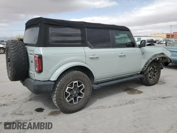 2022 Ford Bronco with VIN 1FMDE5BH6NLB10927, listed as a Copart auction lot 51819655 with 43,620 mi miles and Salvage Title. Bid and sale history available at carsss.com. Image 3.