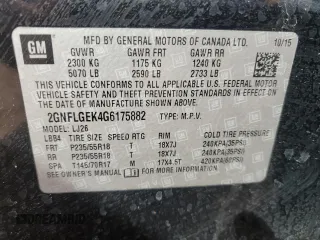 2016 Chevrolet Equinox LTZ with VIN 2GNFLGEK4G6175882, listed as a Copart auction lot 51092025 with 102,438 mi miles and Clean Title. Bid and sale history available at carsss.com. Image 13.