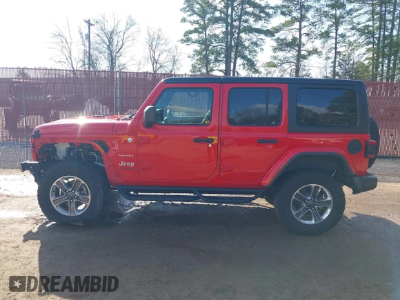2018 Jeep Wrangler Unlimited Sahara z VIN 1C4HJXEN7JW224927, wystawiony jako IAAI lot #41515557 z przebiegiem 81 138 mil mil oraz . Historia ofert i sprzedaży dostępna na DreamBid. Obrazek 15.