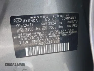 2018 Hyundai Elantra SE z VIN KMHD74LF5JU578847, wystawiony jako IAAI lot #41264708 z przebiegiem Nie podano mil oraz . Historia ofert i sprzedaży dostępna na DreamBid. Obrazek 9.