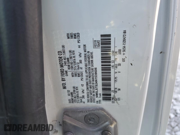 2022 Ford Transit Connect XL с VIN NM0LS7S24N1539606, выставлен на аукционе Copart как лот 47303775 с пробегом 19 512 миль миль и Списание • Salvage title. История ставок и продаж доступна на DreamBid. Изображение 14.
