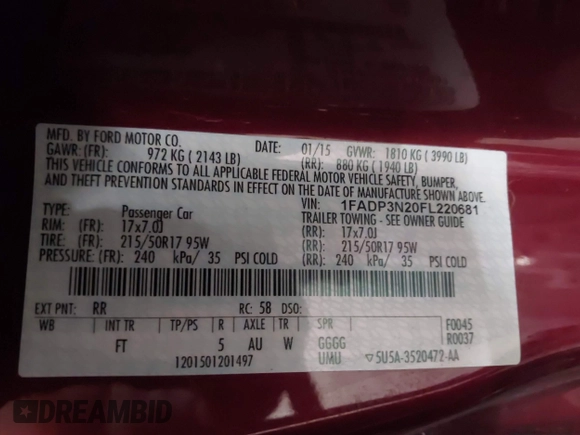 2015 Ford Focus Titanium с VIN 1FADP3N20FL220681, выставлен на аукционе IAAI как лот 42147480 с пробегом 118 778 миль миль и . История ставок и продаж доступна на DreamBid. Изображение 9.