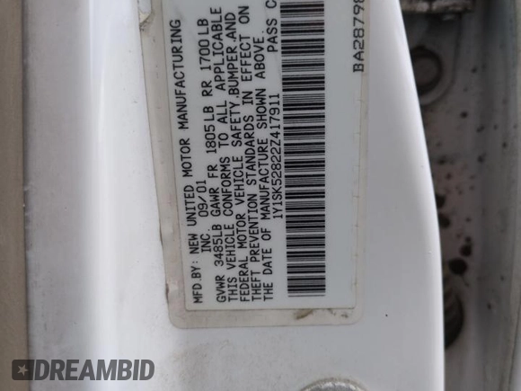 2002 Chevrolet Prizm z VIN 1Y1SK52822Z417911, wystawiony jako Copart lot #48141175 z przebiegiem 187 604 mil mil oraz Szkoda całkowita • Salvage title. Historia ofert i sprzedaży dostępna na DreamBid. Obrazek 12.