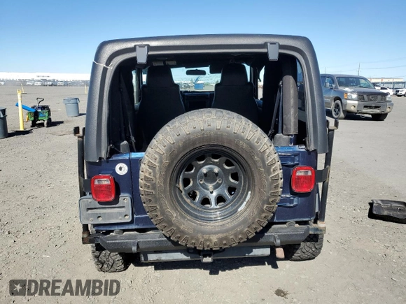 2003 Jeep Wrangler Sport with VIN 1J4FA49S63P361676, listed as a Copart auction lot 59054905 with 123,184 mi miles and Salvage title. Bid and sale history available at DreamBid. Image 6.