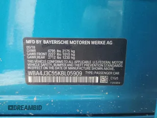 2019 BMW 4 Series 430i xDrive with VIN WBA4J3C55KBL05909, listed as a Copart auction lot 61330605 with 108,983 mi miles and Salvage title. Bid and sale history available at DreamBid. Image 12.