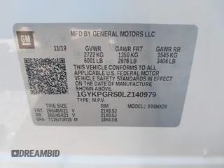2020 Cadillac XT6 AWD Sport with VIN 1GYKPGRS0LZ140979, listed as a IAAI auction lot 42719794 with 111,420 mi miles and . Bid and sale history available at DreamBid. Image 9.
