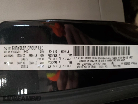 2014 Volkswagen Routan SE with VIN 2C4RVABG5ER135352, listed as a Copart auction lot 51677515 with 136,833 mi miles and Clean title. Bid and sale history available at DreamBid. Image 13.