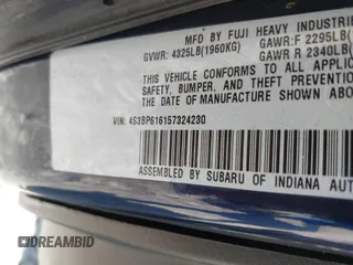 2005 Subaru Legacy with VIN 4S3BP616157324230, listed as a IAAI auction lot 42548635 with 177,780 mi miles and . Bid and sale history available at DreamBid. Image 9.