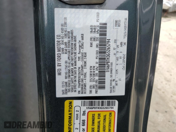 2016 Ford Mustang EcoBoost с VIN 1FA6P8TH3G5265794, выставлен на аукционе Copart как лот 60645215 с пробегом 50 536 миль миль и Списание • Salvage title. История ставок и продаж доступна на DreamBid. Изображение 12.
