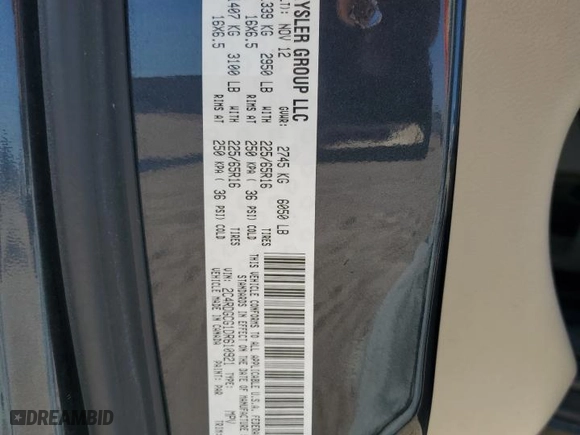 2013 Dodge Grand Caravan SXT with VIN 2C4RDGCG1DR610921, listed as a Copart auction lot 50231585 with 162,909 mi miles and Clean Title. Bid and sale history available at carsss.com. Image 13.