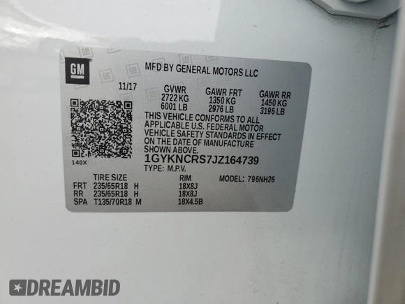 2018 Cadillac XT5 Luxury FWD with VIN 1GYKNCRS7JZ164739, listed as a Copart auction lot 43029685 with 82,263 mi miles and Salvage Title. Bid and sale history available at carsss.com. Image 13.