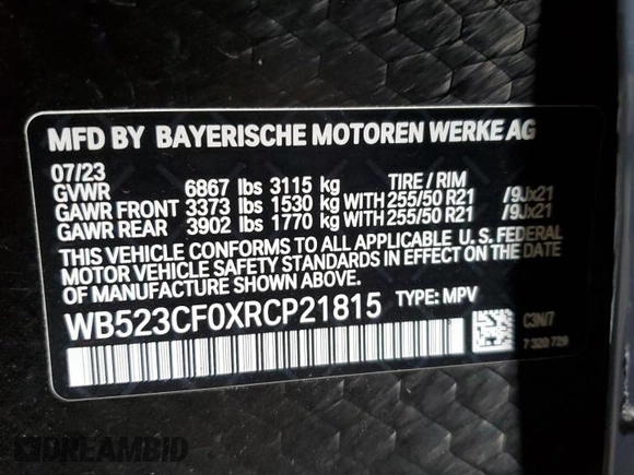 2024 BMW iX xDrive50 z VIN WB523CF0XRCP21815, wystawiony jako Copart lot #51520885 z przebiegiem 6 664 mil mil oraz Szkoda całkowita • Salvage title. Historia ofert i sprzedaży dostępna na DreamBid. Obrazek 14.