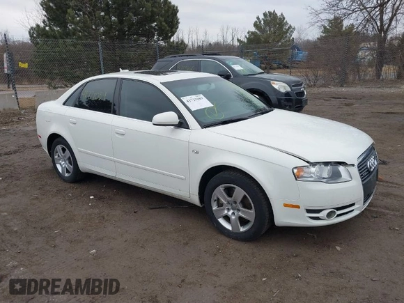 2005 Audi A4 2.0T with VIN WAUDF68E85A471170, listed as a IAAI auction lot 41721089 with 105,307 mi miles. Bid and sale history available at carsss.com. Image 1.