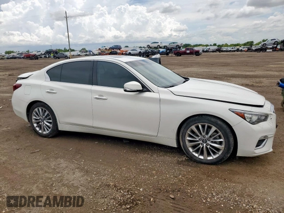 2020 Infiniti Q50 Luxe with VIN JN1EV7AP4LM206174, listed as a Copart auction lot 62498325 with 58,993 mi miles and Salvage title. Bid and sale history available at DreamBid. Image 4.